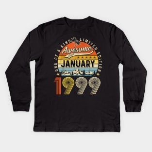 Awesome Since January 1999 Vintage 24th Birthday Kids Long Sleeve T-Shirt